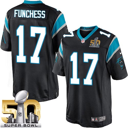 Men's Limited Devin Funchess Super Bowl L Nike Jersey Black Home - #17 NFL Carolina Panthers